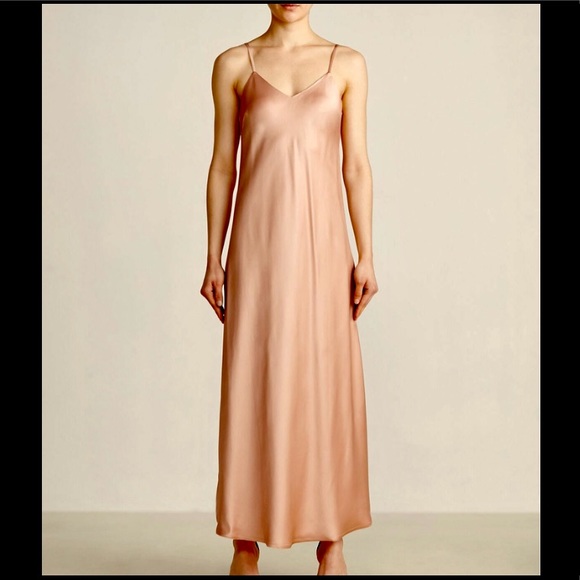 LA MEREI Satin Slip Maxi Dress Pink Size - Picture 2 of 4